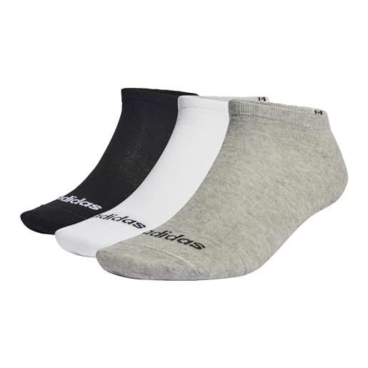 adidas mixte thin linear low-cut socks 3 pairs, medium grey heather / white / black, 37-40