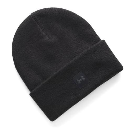 Under Armour donna halftime beanie, berretto sportivo con risvolto allungato, berretto allenamento in maglia morbidissima per le attività invernali, black/black/anthracite, osfm