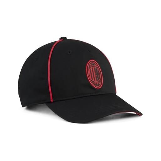 PUMA a. C. Milan - cappello king con visiera, cappellino estivo classico con logo ufficiale, cappellino uomo o donna, unisex, regolabile, nero