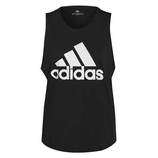 adidas essentials big logo tank top, canottiera donna, black/white, m