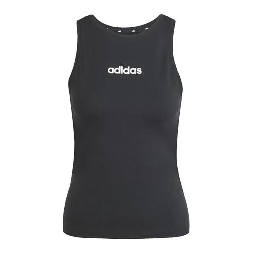 adidas femme essentials linear slim cotton tank, black/white, s