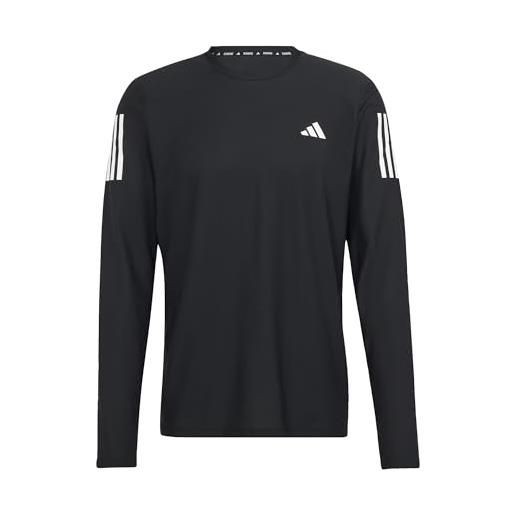 adidas uomo own the run long sleeve tee, black/white, s