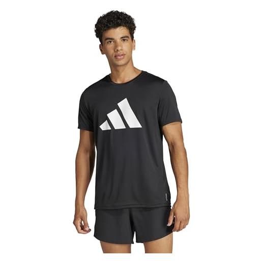 adidas uomo run it stripes tee, black, l