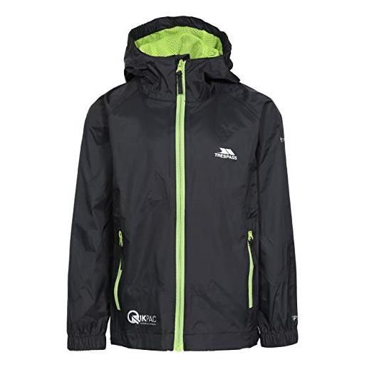 Trespass unisex qikpac waterproof packaway jacket - black, size 7/8