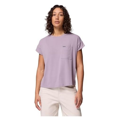 Columbia daniela falls ss, maglione, materiale traspirante, vestibilità elasticizzata dinamica, spacco laterale traspirante, tasca sul petto, protezione upf 50 - da donna