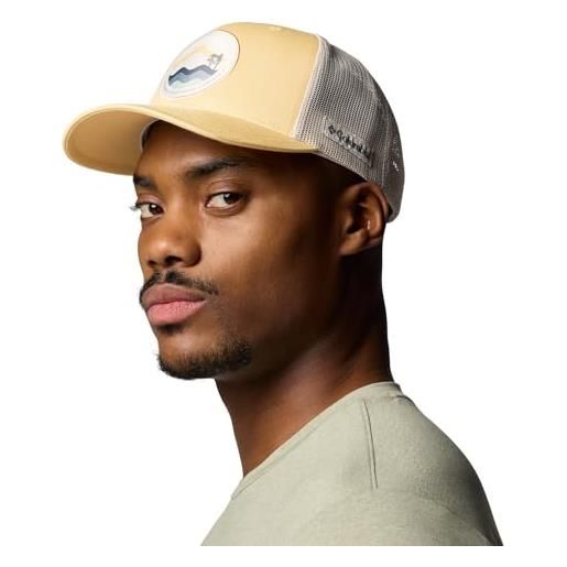 Columbia unisex mesh snap back, snap back cap, sand dune, dark stone, circular landscape, o/s