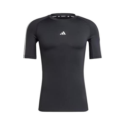 adidas homme techfit compression training 3-stripes t-shirt, black, l