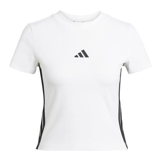 adidas femme essentials 3 stripes slim baby t-shirt, white/black, l