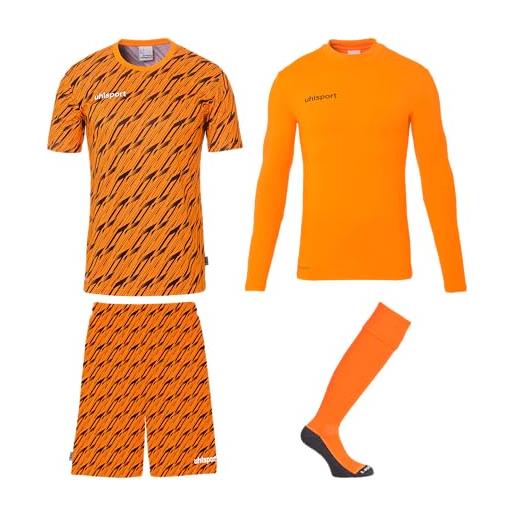 uhlsport set da portiere unisex da calcio - maglia, strato di base, pantaloni e calzini - set completo per bambini e adulti