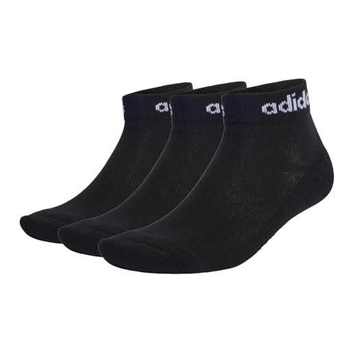 adidas mixte enfant think linear ankle socks 3 pairs, black/white, 5-6 years