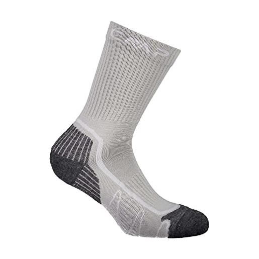 CMP - calzino da trekking poly mid, stone-bianco, 46/48