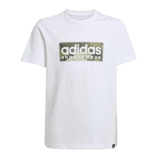 adidas camo linear junior boys graphic tee, t-shirt bambino, white, 