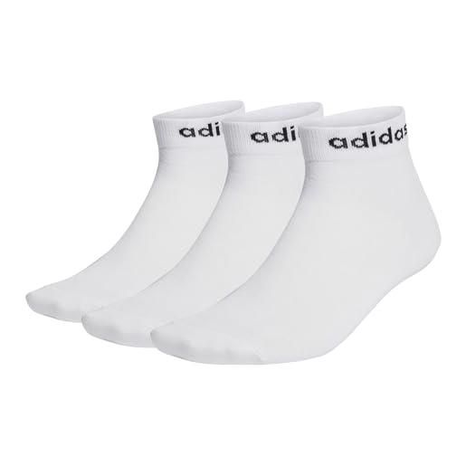 adidas mixte think linear ankle socks 3 pairs, white/black, 42-45