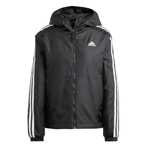 adidas donna essentials 3-stripes insulated hooded jacket, black, xs