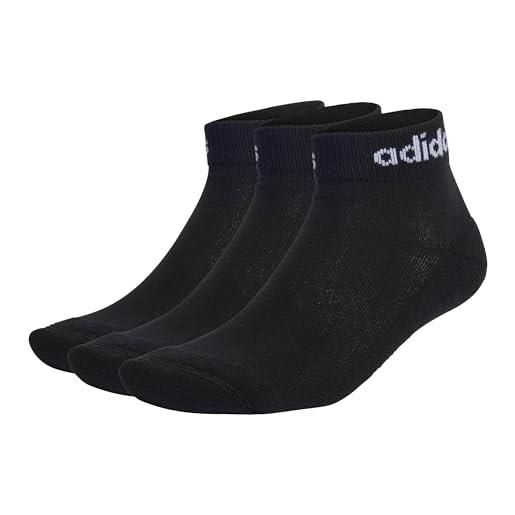 adidas unisex - bambini linear ankle cushioned socks 3 pairs, medium grey heather/white/black, 7-8 years