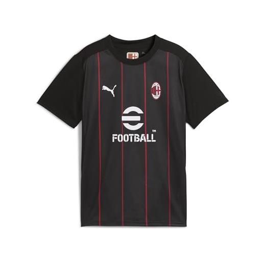 PUMA a. C. Milan - t-shirt prematch, bambini e ragazzi, maglia da calcio e da allenamento a maniche corte, con logo ac milan, prodotto ufficiale, nero, 12 anni