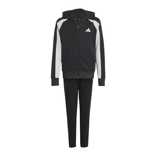 adidas unisex - bambini seasonal essentials colorblock fleece tracksuit, black/wonder silver/white, 7-8 years