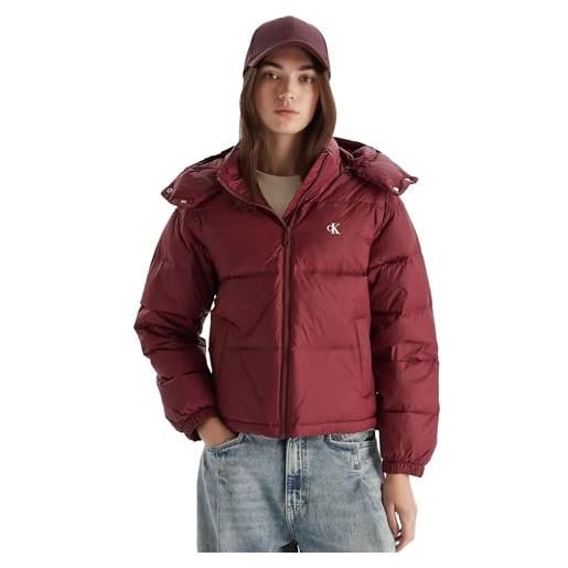 Calvin Klein donna piumino essential midweight con cappuccio, rosso (tawny port), s