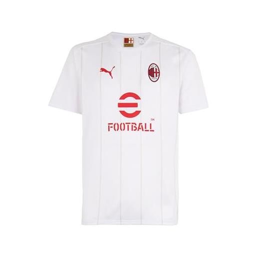 A.C. Milan puma A.C. Milan - t-shirt prematch, bambini e ragazzi, maglia da calcio e da allenamento a maniche corte, con logo ac milan, prodotto ufficiale, bianco, 8 anni
