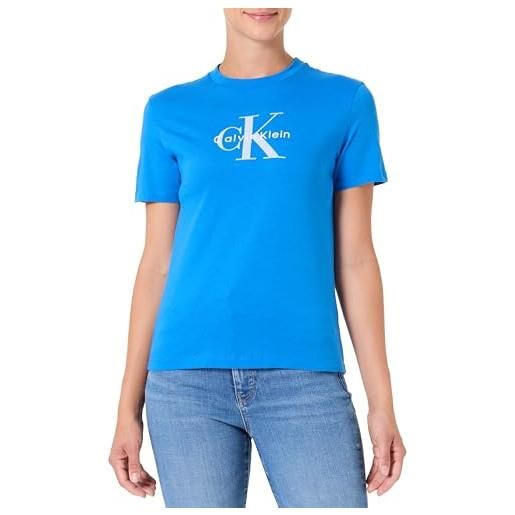 Calvin Klein donna t-shirt maniche corte classic fit tee in cotone, blu (cobalt blue), xs