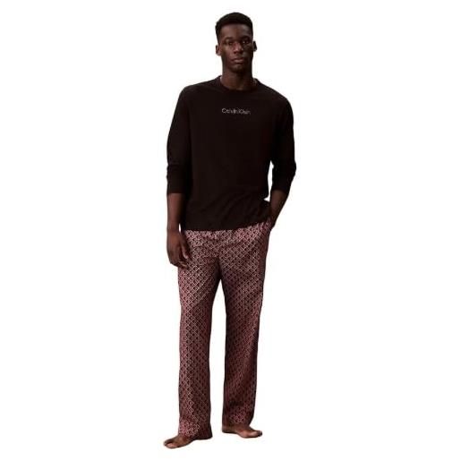 Calvin Klein uomo set pigiama tee pant lungo, multicolore (black top w/bijou modern bijou mo), s