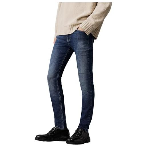 Calvin Klein uomo jeans skinny fit elasticizzati, blu (denim dark), 30w/34l