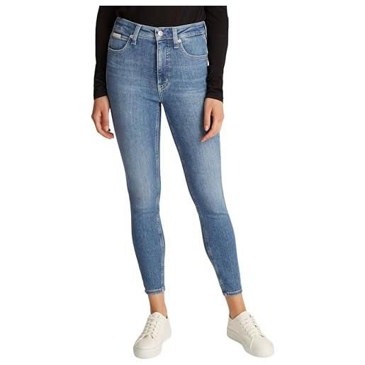 Calvin Klein donna jeans high rise ankle super skinny fit, blu (denim medium), w30
