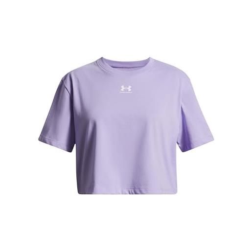 Under Armour bambina rival short sleeve, maglietta manica corta morbida e comoda, t-shirt sportiva traspirante per allenamento, educazione fisica e atletica leggera, transparent/white, ylg