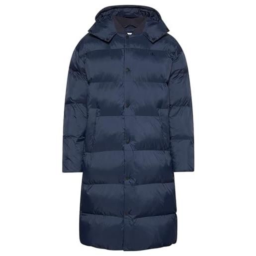 Calvin Klein uomo cappotto piumino long length nylon con cappuccio, blu (dark sapphire), m