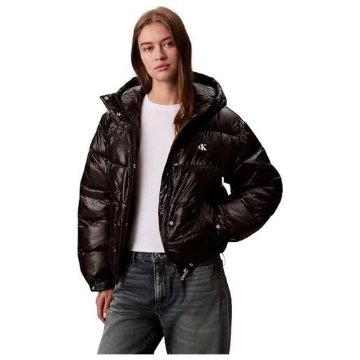 Calvin Klein donna piumino shine con cappuccio, nero (black), xs