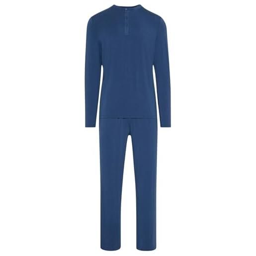 Calvin Klein uomo set pigiama con chiusura a bottoni, blu (dark denim), s