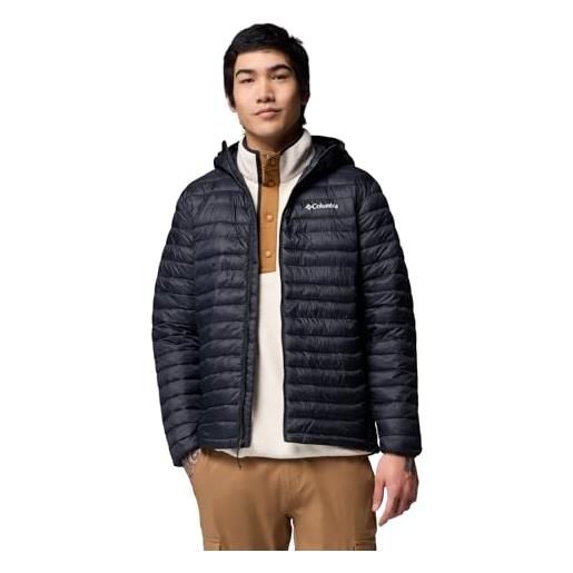 Columbia powder pass hooded jacket, impermeabile, isolamento ecologico, orlo regolabile, tasche di sicurezza, protezione per il mento - da uomo