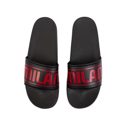 A.C. Milan ciabatte con fascia, ciabatte per la spiaggia e per casa, prodotto ufficiale, nero, taglia 38/39