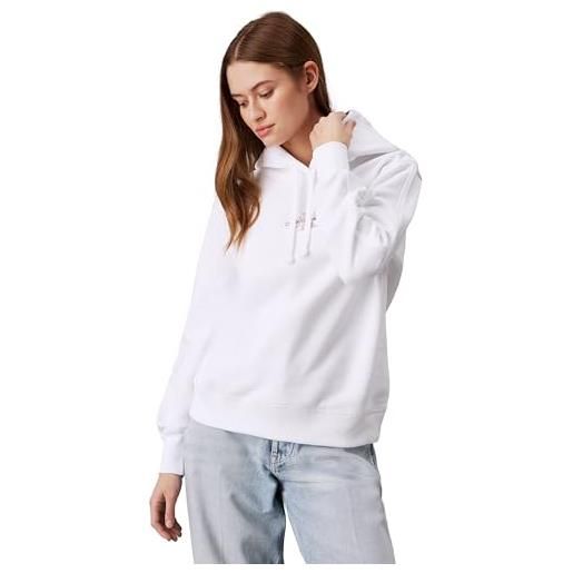 Calvin Klein jeans donna felpa regular con cappuccio, bianco (bright white), xxl