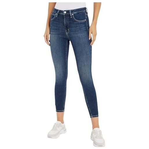 Calvin Klein jeans jeans donna high rise ankle skinny fit, blu (denim dark), 24w