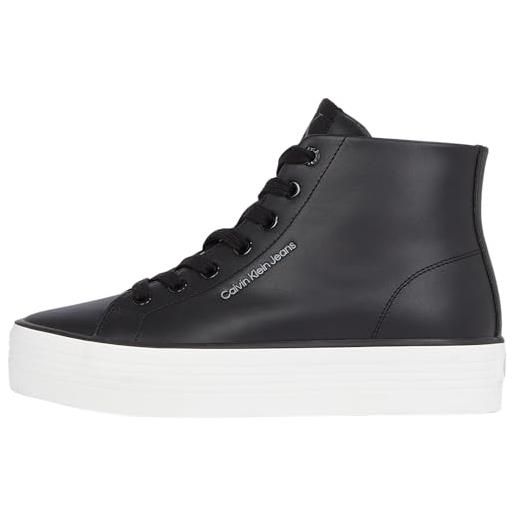 Calvin Klein donna sneakers vulcanizzate bold mid profilo alto, nero (black/bright white), 36