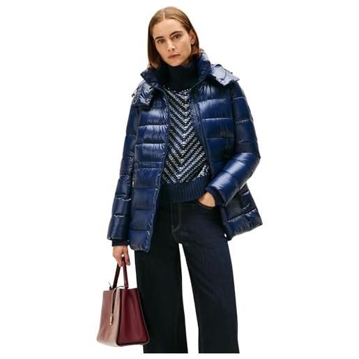 Tommy Hilfiger donna piumino gloss down waist con colletto alla coreana, blu (dark night navy), xxxl