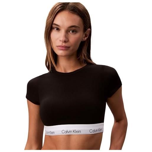 Calvin Klein donna t-shirt a bralette collo alto, nero (black), s