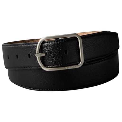 Calvin Klein uomo cintura round buckle 3,5 cm cintura in pelle, nero (black/brushed nickel), 105 cm