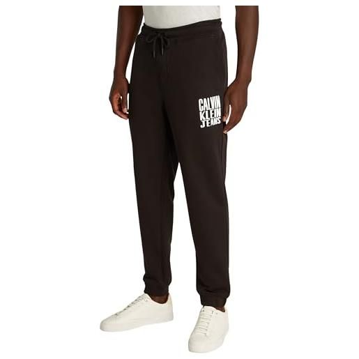 Calvin Klein uomo pantaloni da jogging painted pant in cotone, nero (ck black), xs