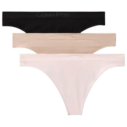 Calvin Klein donna perizomi confezione da 3 elasticizzati, multicolore (black/cedar/eggshell), xl