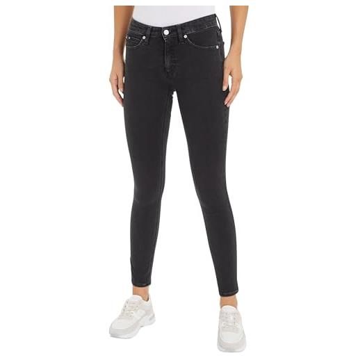 Calvin Klein jeans jeans donna mid rise skinny fit, blu (denim black), 24w/34l