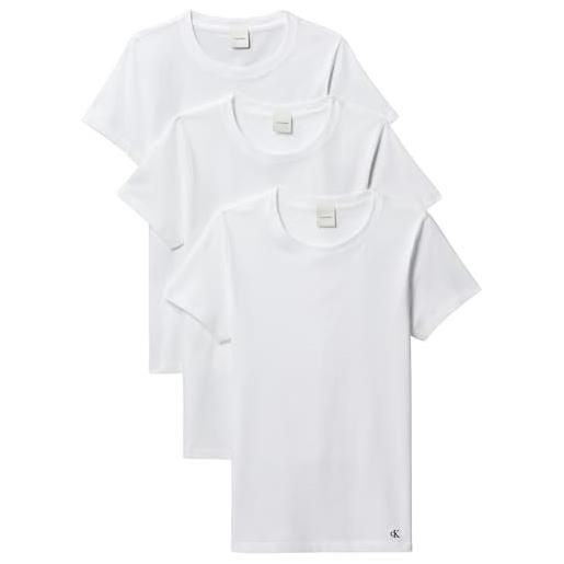 Calvin Klein donna t-shirt maniche corte confezione da 3 cotton tee con scollo rotondo, bianco (white/white/white), l