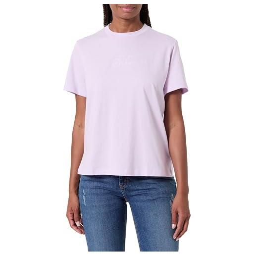 Calvin Klein donna t-shirt maniche corte classic fit tee in cotone, viola (lavender blush), m