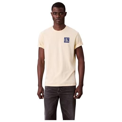 Calvin Klein uomo t-shirt maniche corte gradient monogram logo in cotone, giallo (sunlight), s