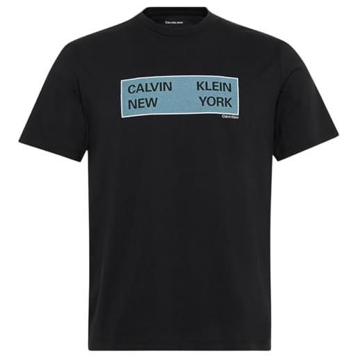 Calvin Klein uomo t-shirt maniche corte box graphic tee regular fit, nero (black), l