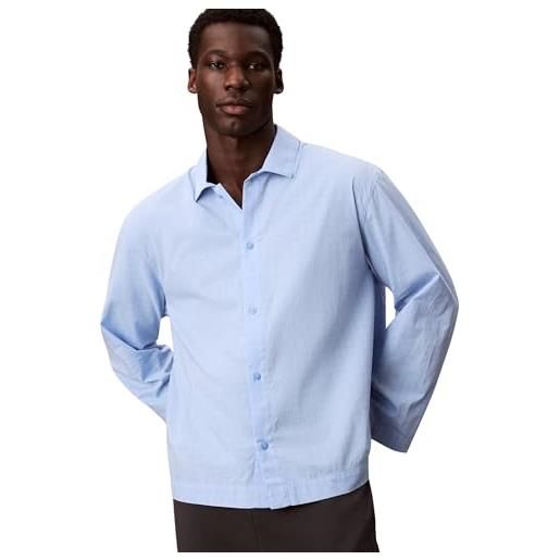 Calvin Klein uomo camicia button down top pigiama, blu (19473 plotter plaid+frozen fjord), l