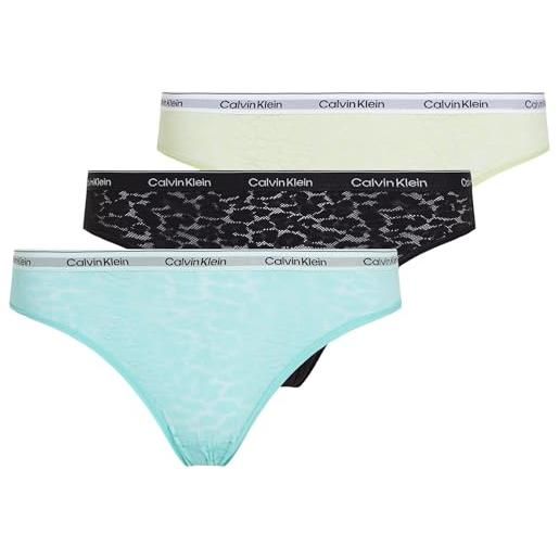 Calvin Klein donna slip brasiliana confezione da 3 low-rise intimo, multicolore (black/highline green/beau blue/), s