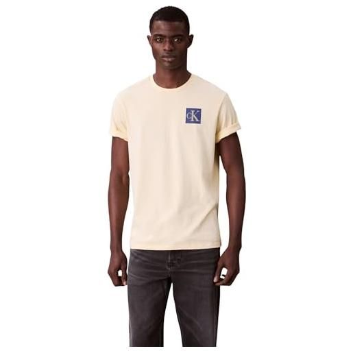 Calvin Klein uomo t-shirt maniche corte gradient monogram logo in cotone, giallo (sunlight), xl