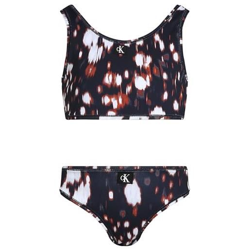 Calvin Klein bambina bikini bralette set foderato, multicolore (glitched floral aop), 10-12 anni
